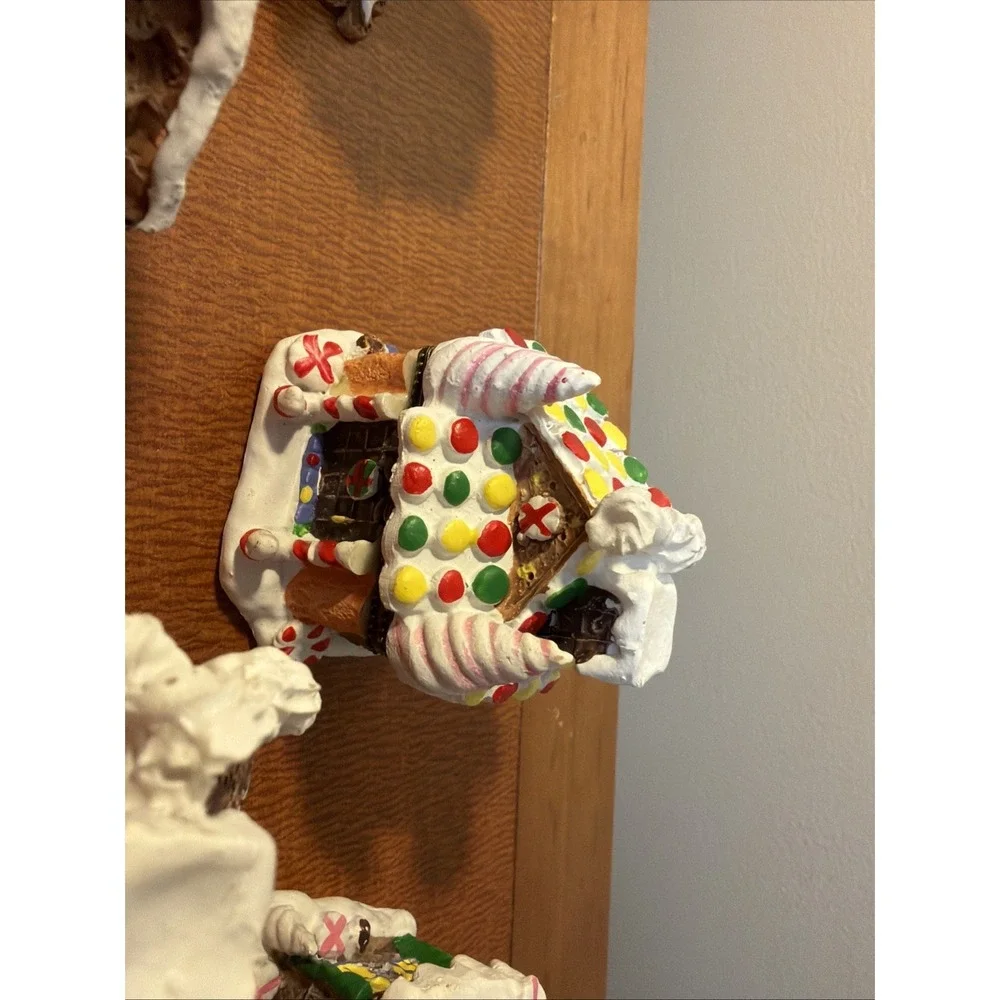 Vtg Set 5 Hinged Christmas Gingerbread House Trinket Boxes 1990s‎